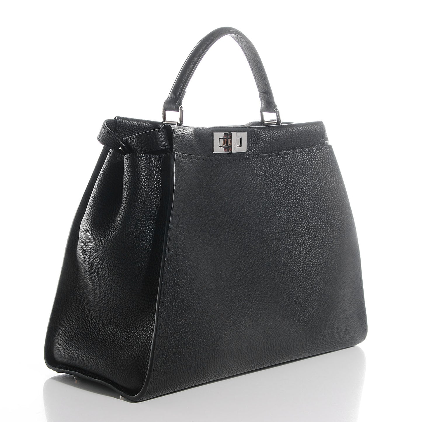 Cuoio Romano Selleria Bi-Color Large Peekaboo Iconic Satchel Black Mou
