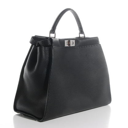Fendi Cuoio Romano Selleria Bi-Color Large Peekaboo Iconic Satchel Black Mou 4 of 21