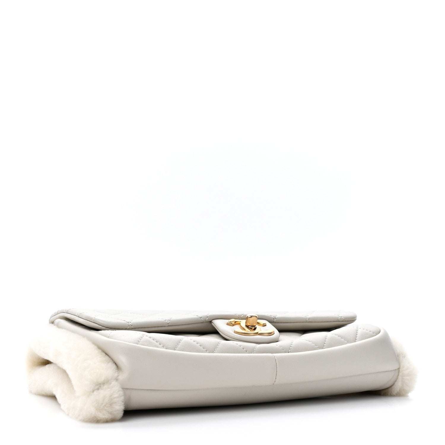 Chanel Lambskin Shearling CC Muff Flap Bag White 4 of 13