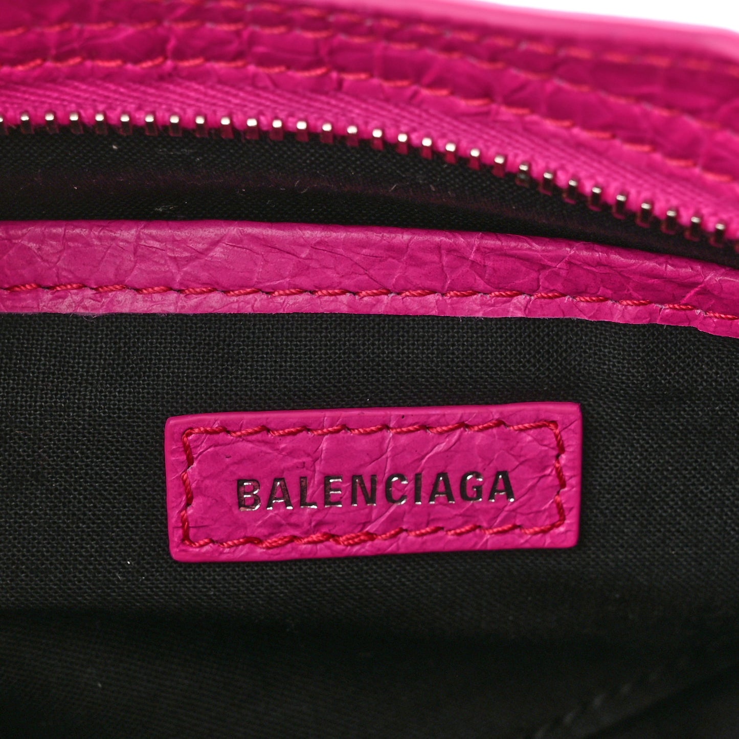 Agneau Classic Silver Hardware Nano City Fuchsia