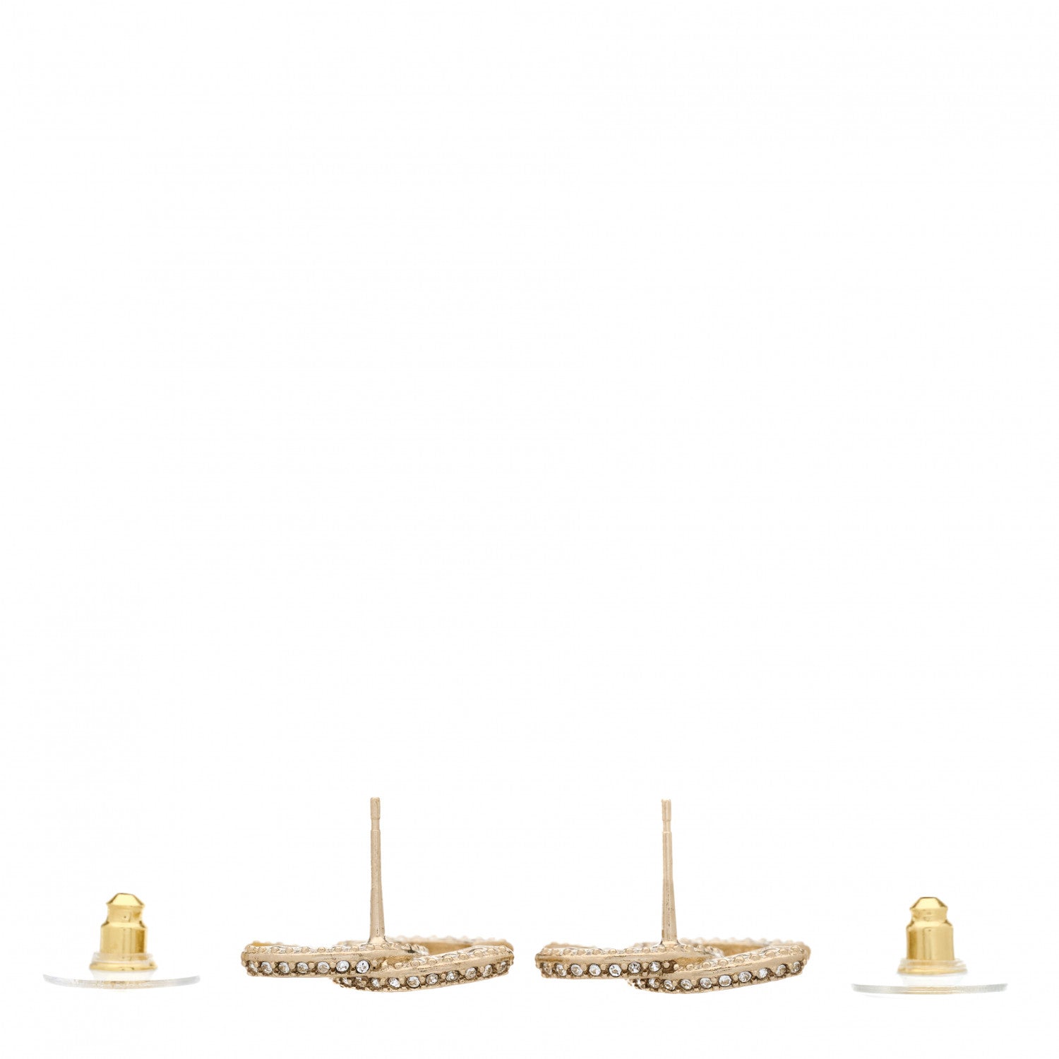 Chanel Crystal Timeless CC Earrings Light Gold 3 of 5