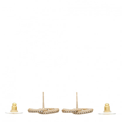 Chanel Crystal Timeless CC Earrings Light Gold 3 of 5