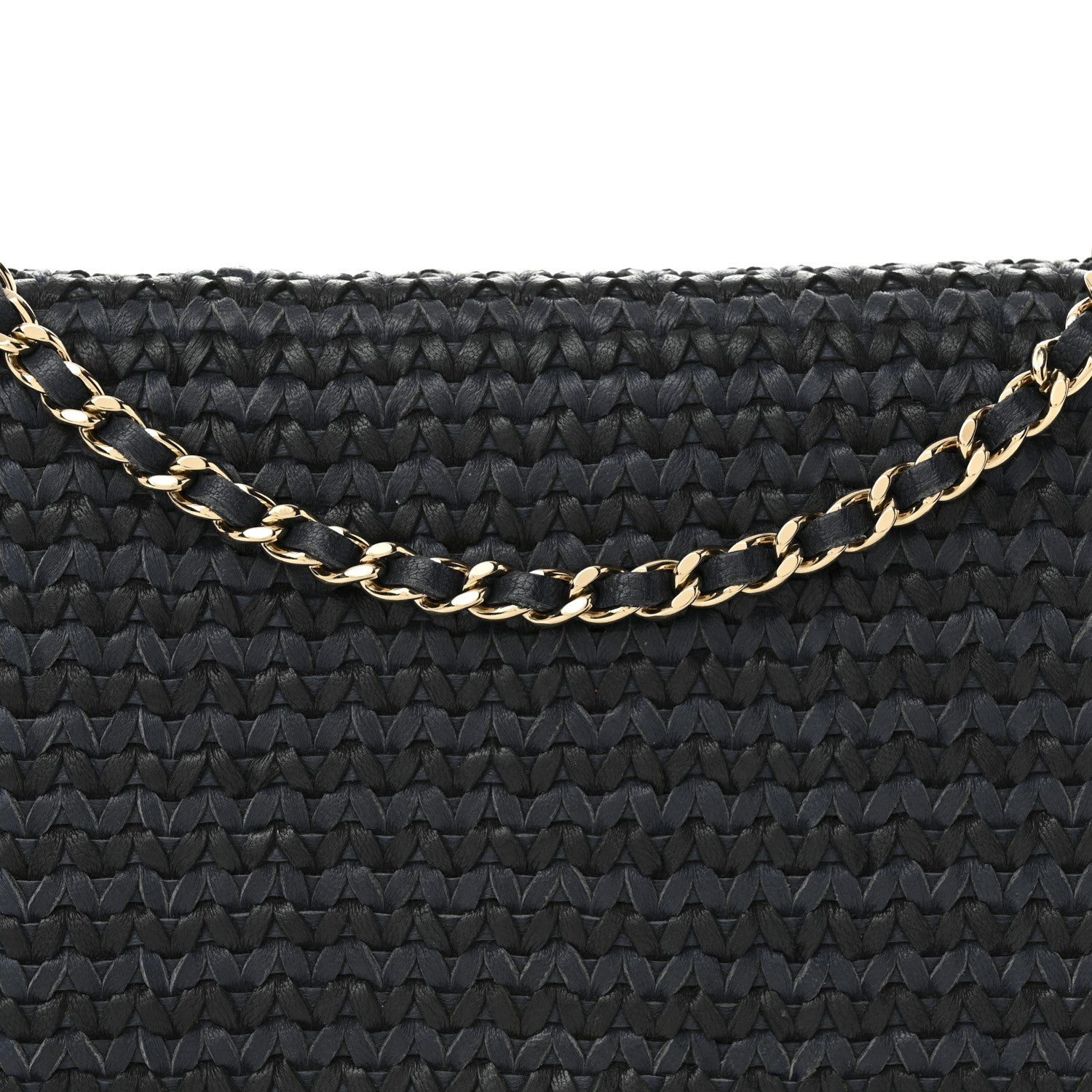 Chanel Braided Sheepskin Boy Wallet On Chain WOC Navy Black 9 of 16