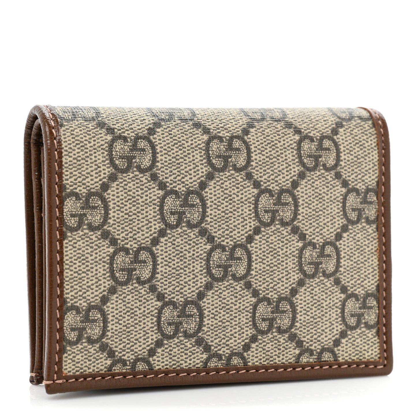 GG Supreme Monogram Horsebit 1955 Card Case Wallet Beige Ebony Brown Sugar