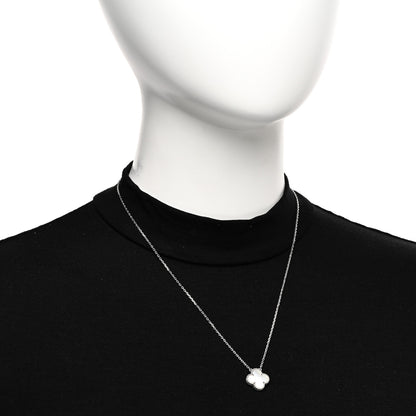 Van Cleef & Arpels 18K White Gold Mother Of Pearl Vintage Alhambra Pendant Necklace 2 of 6