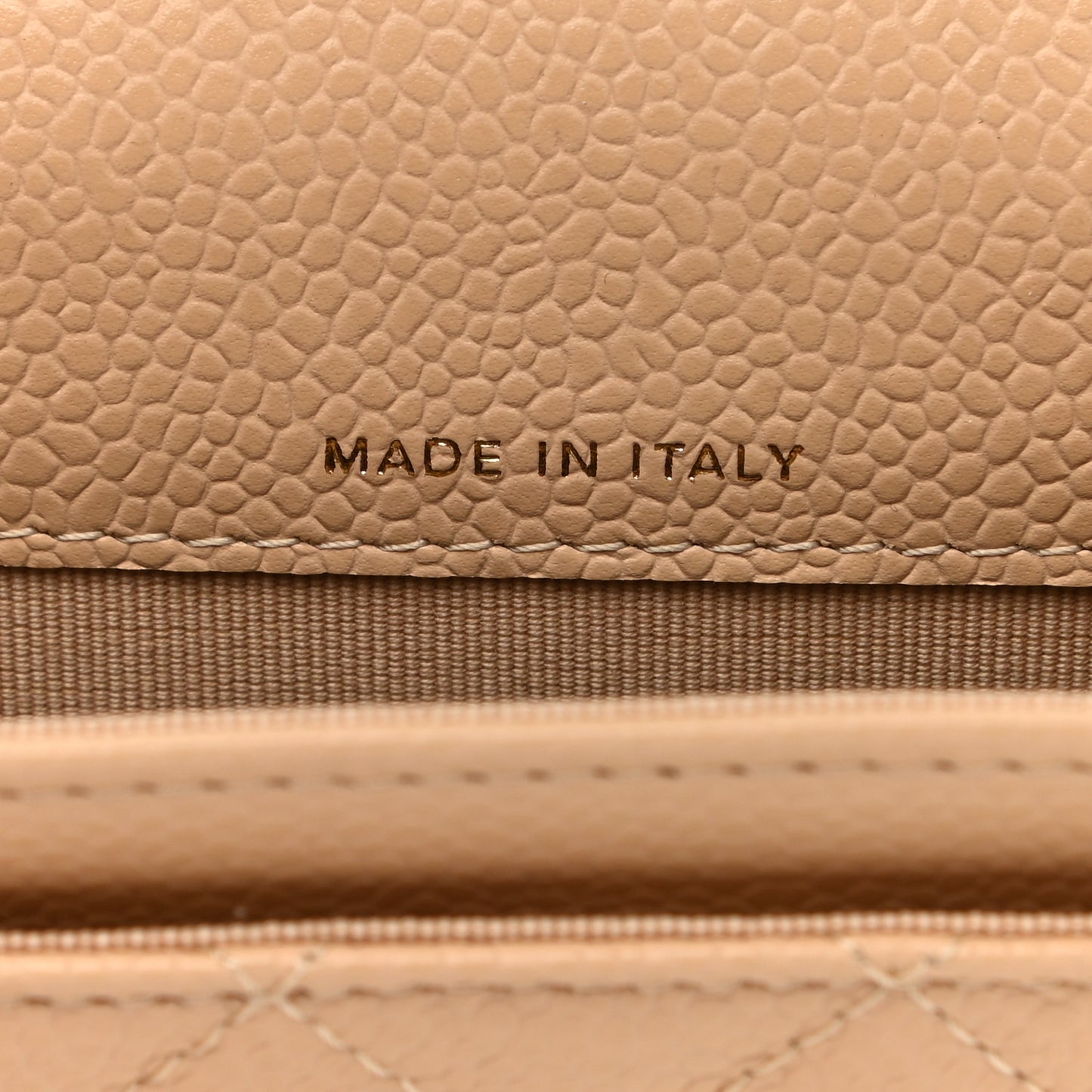 Caviar Quilted Flap Card Holder Wallet Beige