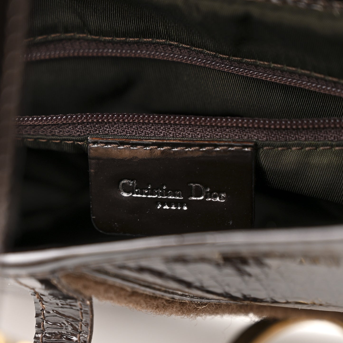 Patent Diorissimo Double Saddle Bag Dark Brown