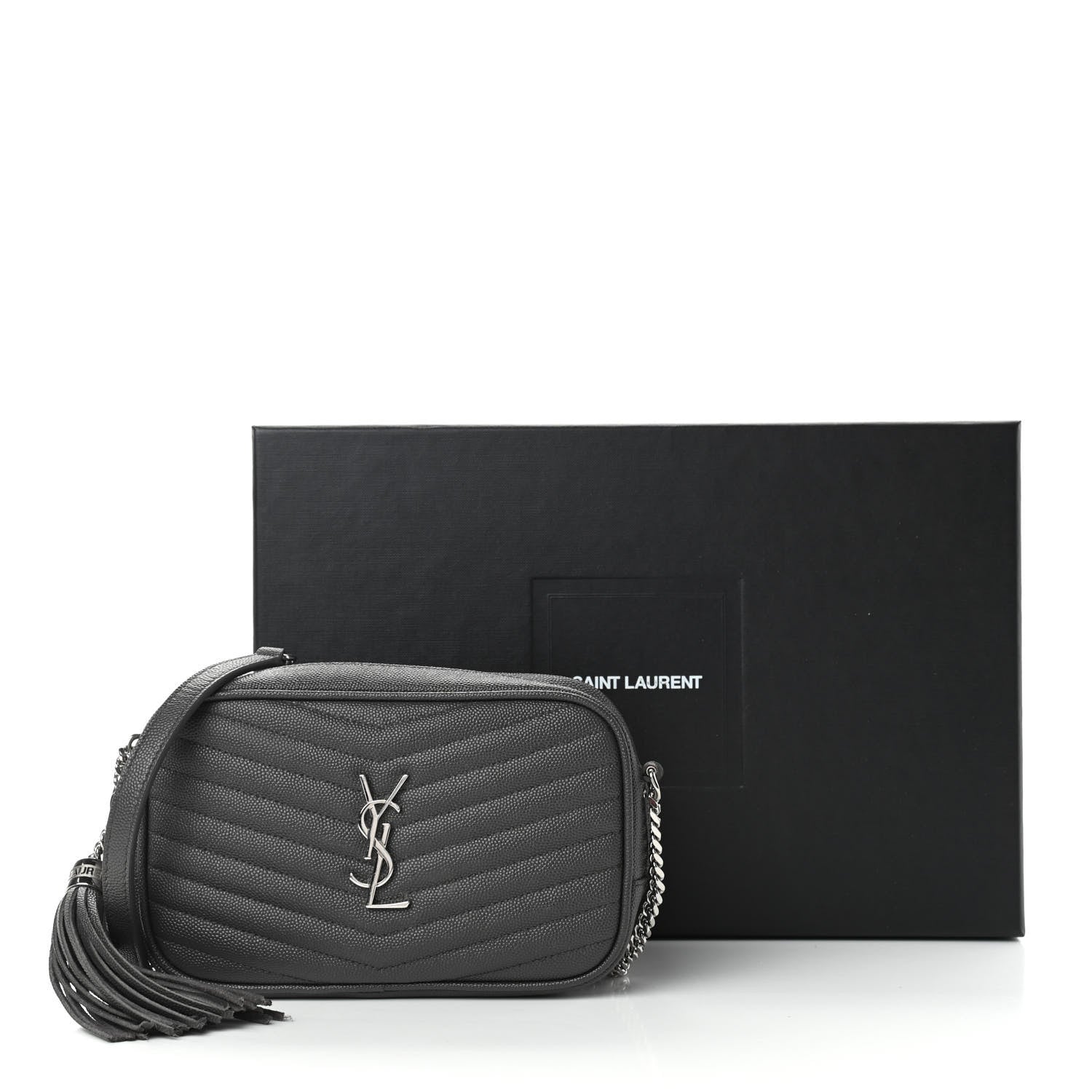 Saint Laurent Grain De Poudre Matelasse Monogram Mini Lou Camera Bag Asphalt 11 of 11