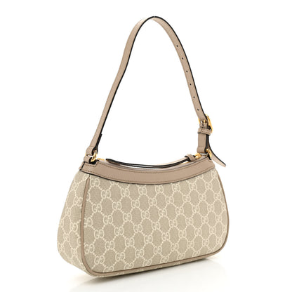 Gucci GG Supreme Monogram Textured Dollar Calfskin Small Ophidia Hobo Beige Mystic White Oatmeal 2 of 8