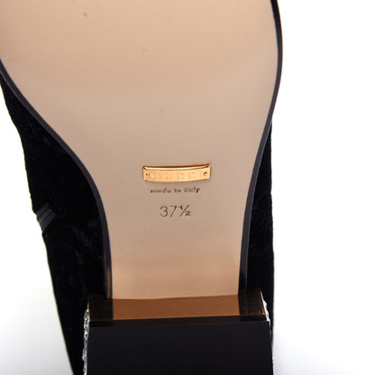 Gucci Velvet GG Monogram Crystal Horsebit Knee High Boots 37.5 Black 8 of 11