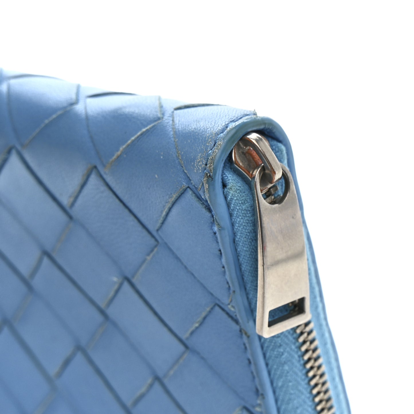 Nappa Intrecciato Zip Around Wallet Sky Blue