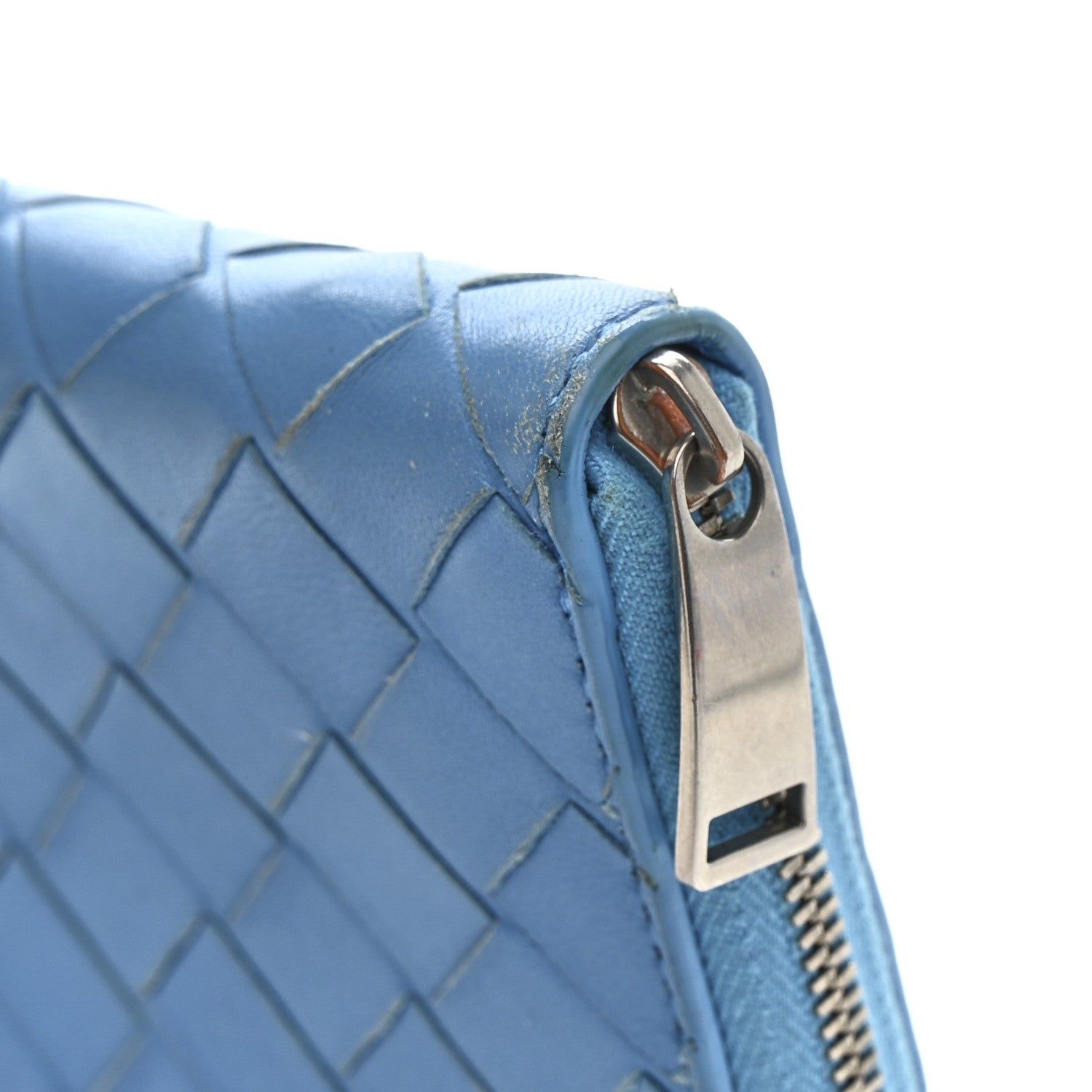 Bottega Veneta Nappa Intrecciato Zip Around Wallet Sky Blue 14 of 14