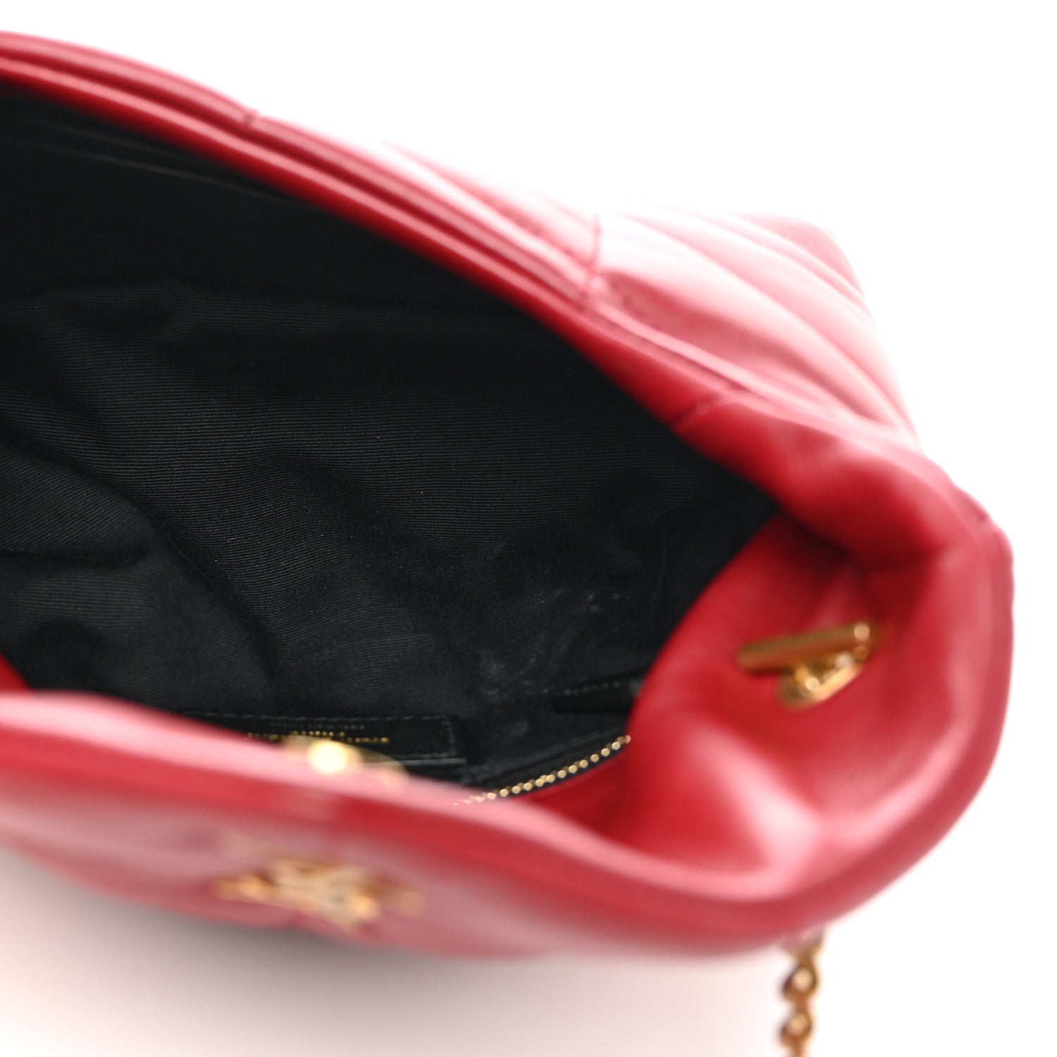 Saint Laurent Lambskin Quilted Toy Loulou Puffer Monogram Chain Satchel Opium Red 5 of 12