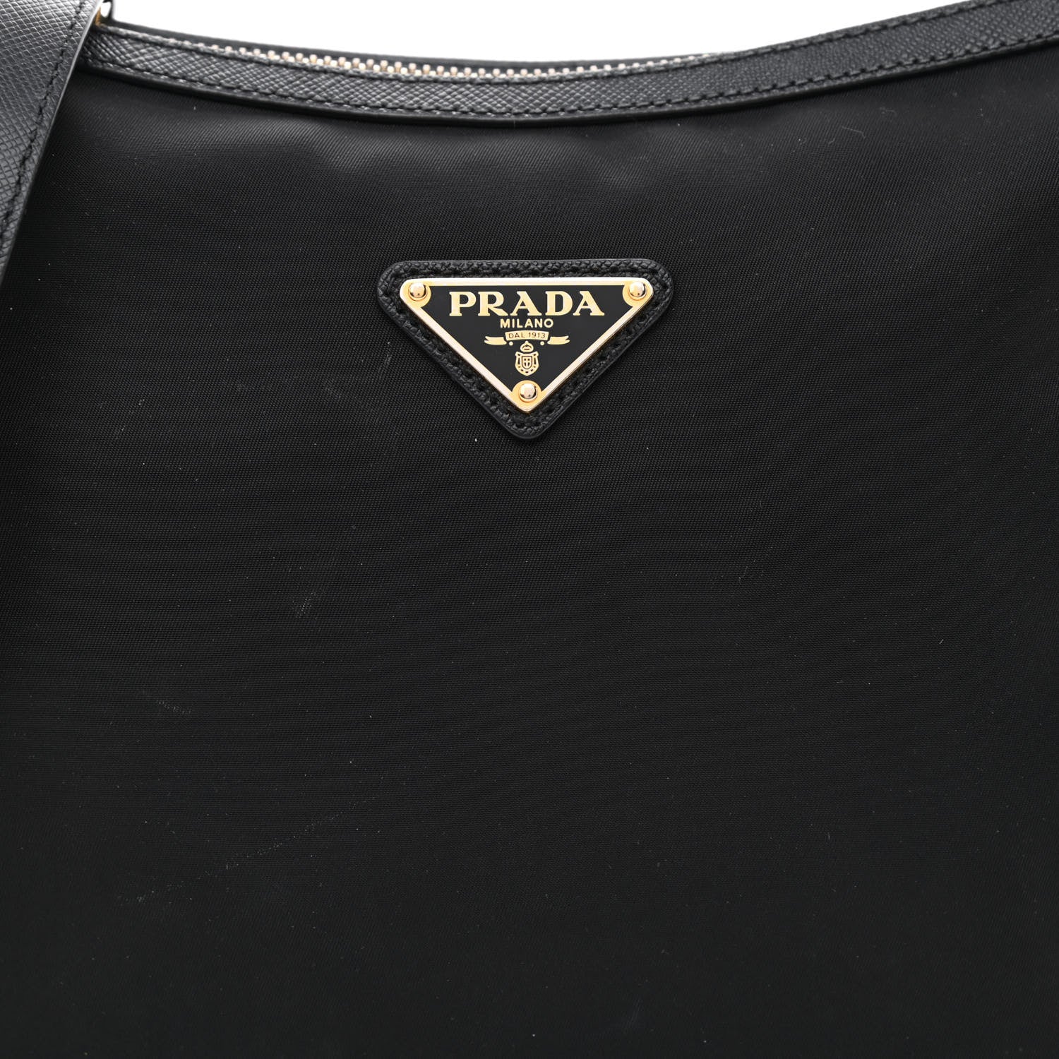 Prada Tessuto Nylon Calfskin Hobo Black 7 of 9