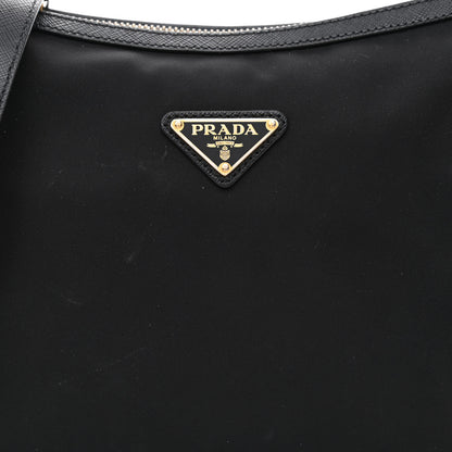 Prada Tessuto Nylon Calfskin Hobo Black 7 of 9