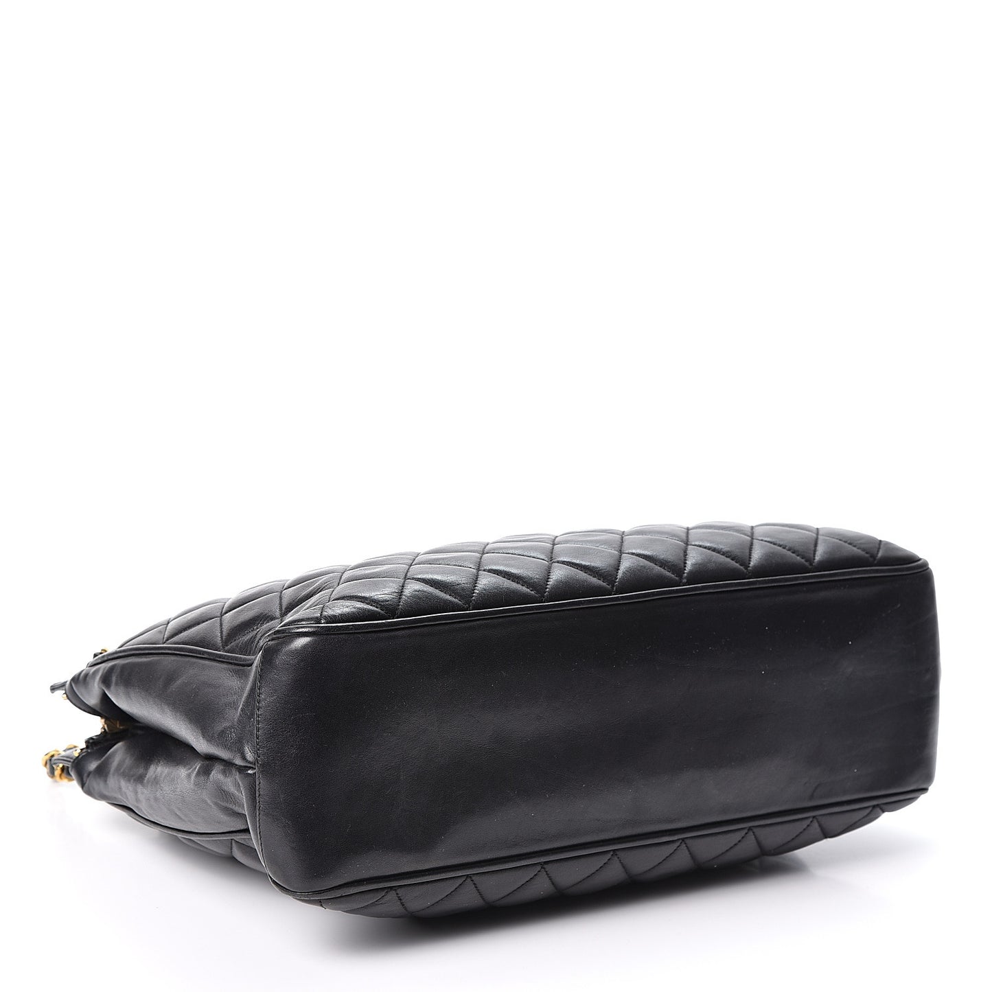 Lambskin Quilted Shopping Tote Black