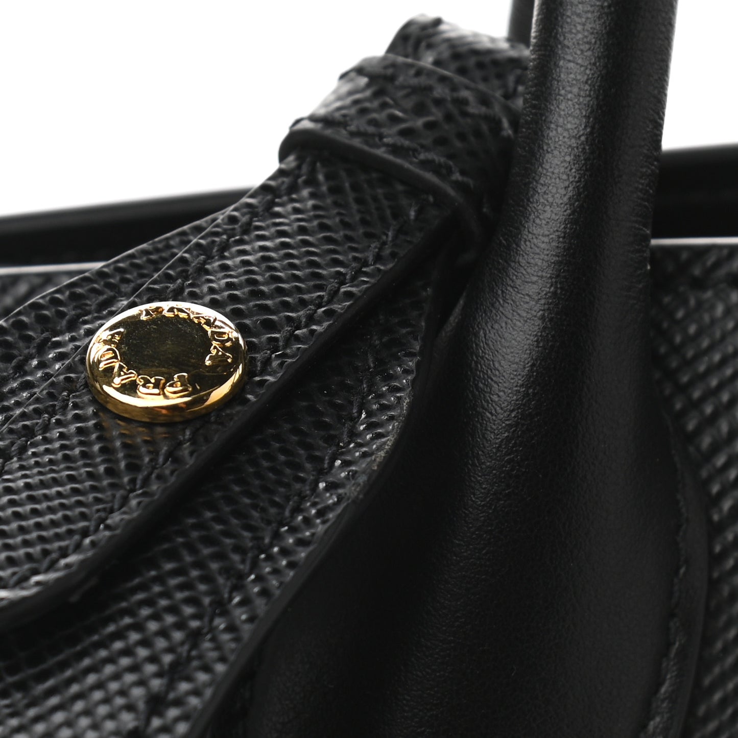 Saffiano Cuir Calfskin Medium Monochrome Top Handle Tote Black
