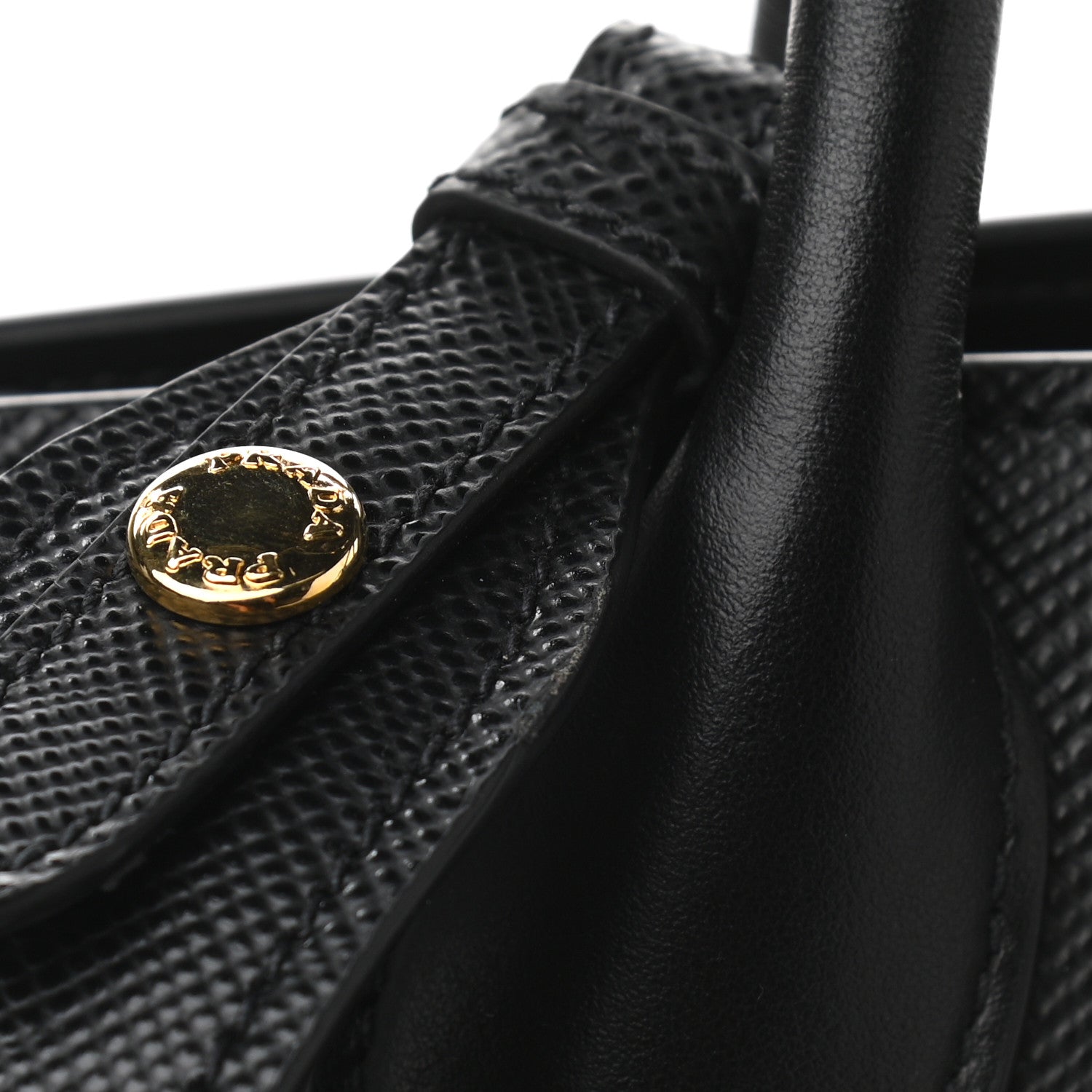 Prada Saffiano Cuir Calfskin Medium Monochrome Top Handle Tote Black 11 of 12