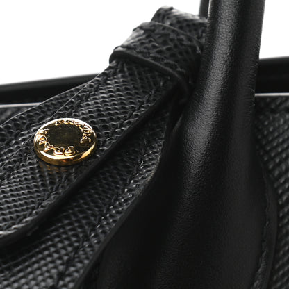 Prada Saffiano Cuir Calfskin Medium Monochrome Top Handle Tote Black 11 of 12