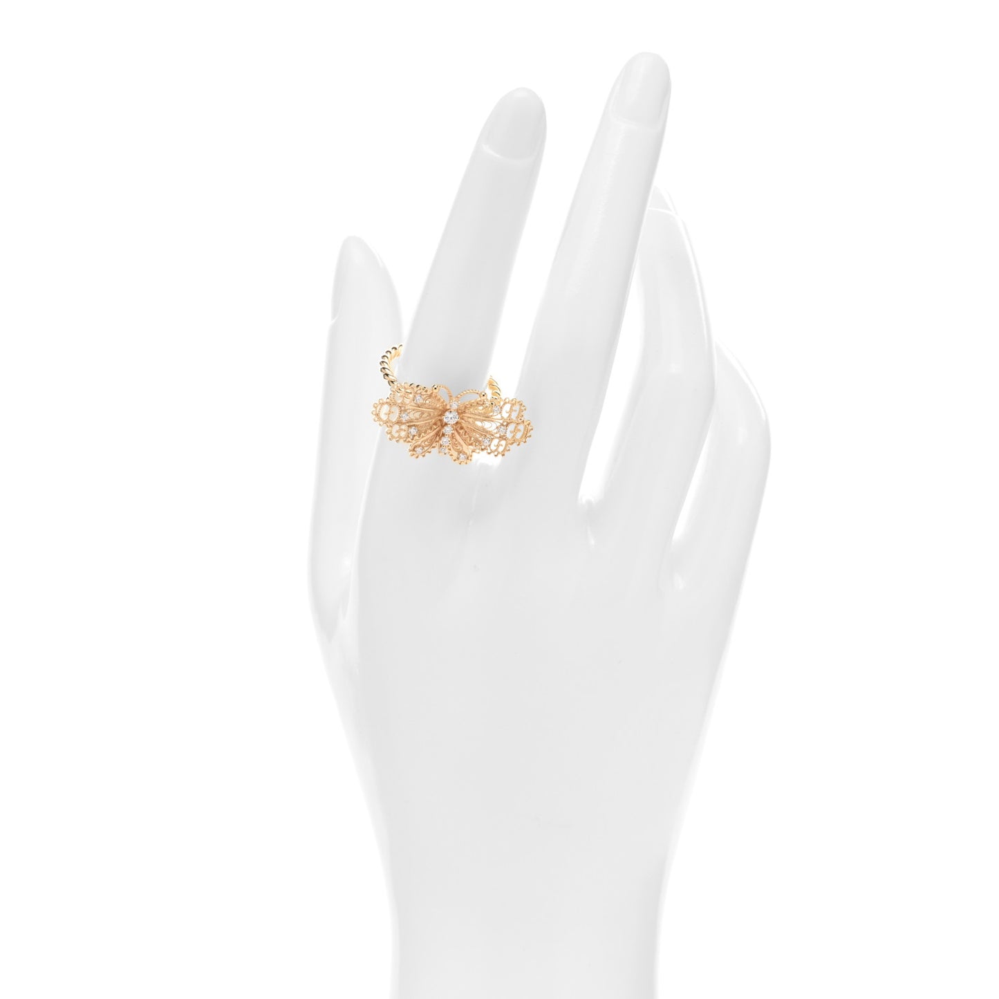 18K Yellow Gold Diamond Butterfly Ring 57 8