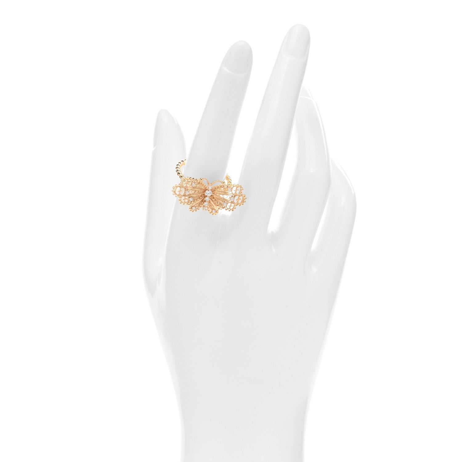 Gucci 18K Yellow Gold Diamond Butterfly Ring 57 8 2 of 5