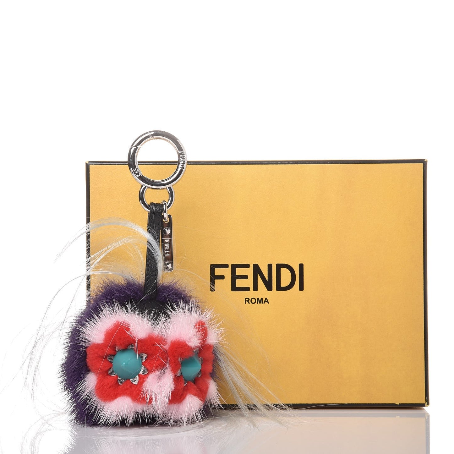 Fox Fur Monster Flowery Mini Bag Bug Charm Viola Acqua Multicolor