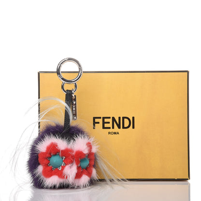 Fendi Fox Fur Monster Flowery Mini Bag Bug Charm Viola Acqua Multicolor 4 of 4