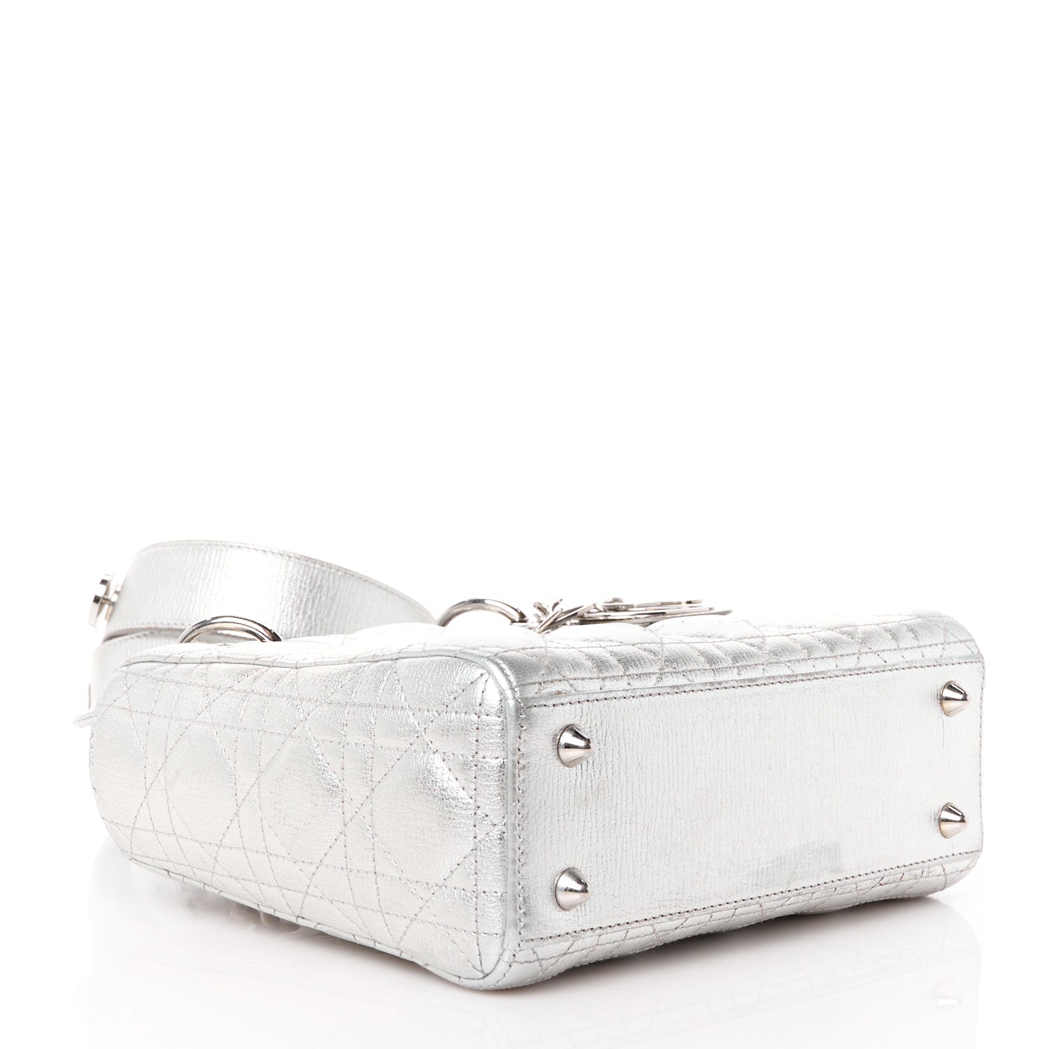 Christian Dior Metallic Grained Calfskin Cannage Small Lucky Badges My Lady Dior Silver 4 of 11