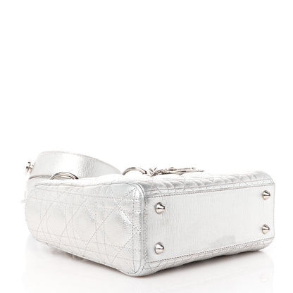 Christian Dior Metallic Grained Calfskin Cannage Small Lucky Badges My Lady Dior Silver 4 of 11