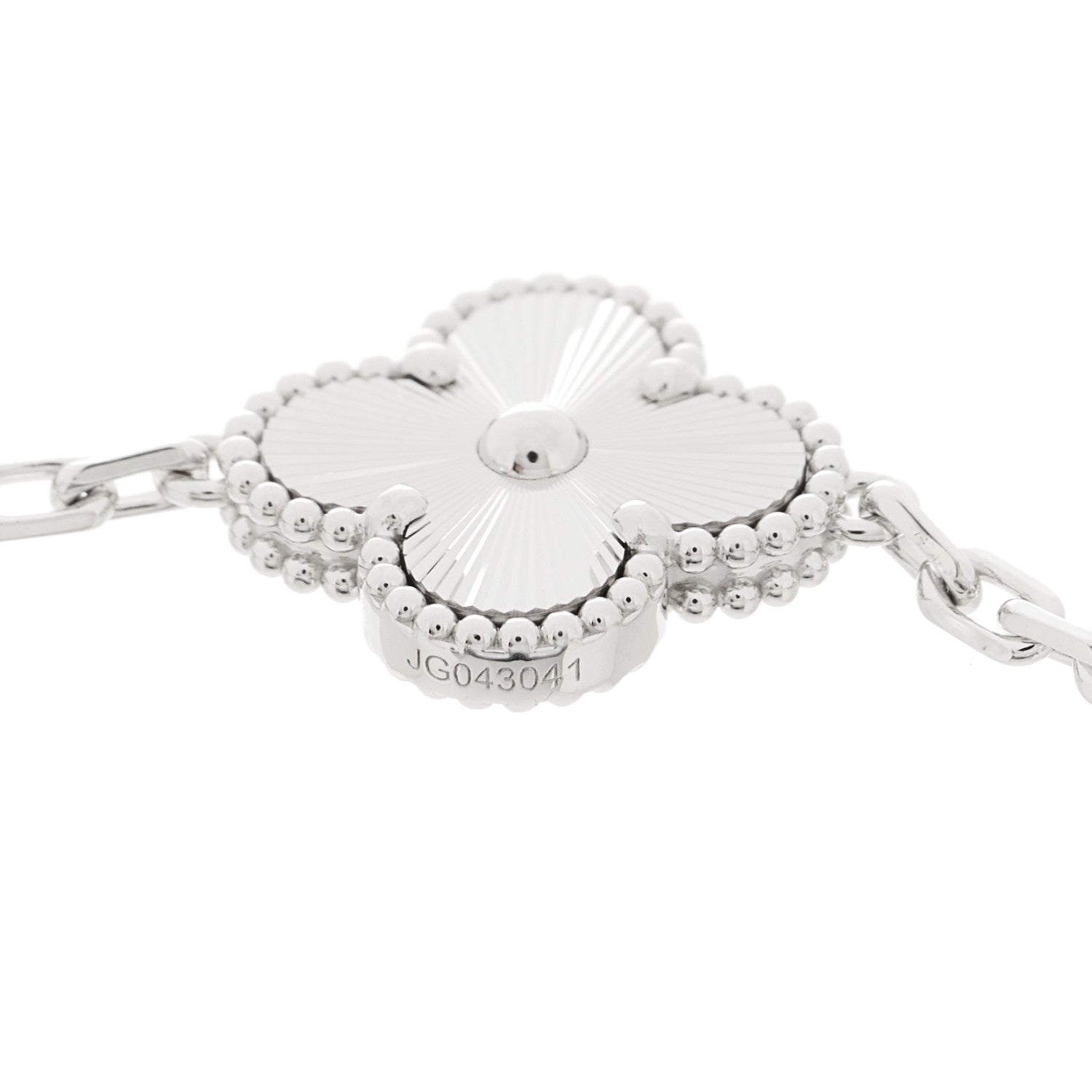 Van Cleef & Arpels 18K White Gold 5 Motifs Guilloche Vintage Alhambra Bracelet 4 of 7