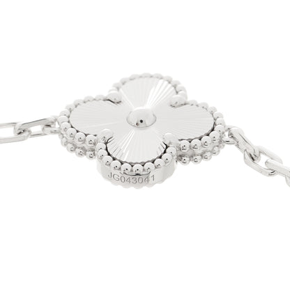 Van Cleef & Arpels 18K White Gold 5 Motifs Guilloche Vintage Alhambra Bracelet 4 of 7