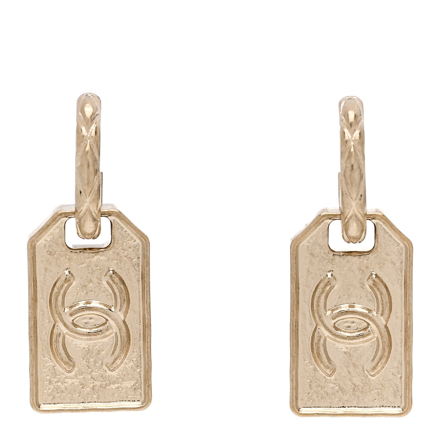 CC Tag Drop Earrings Gold