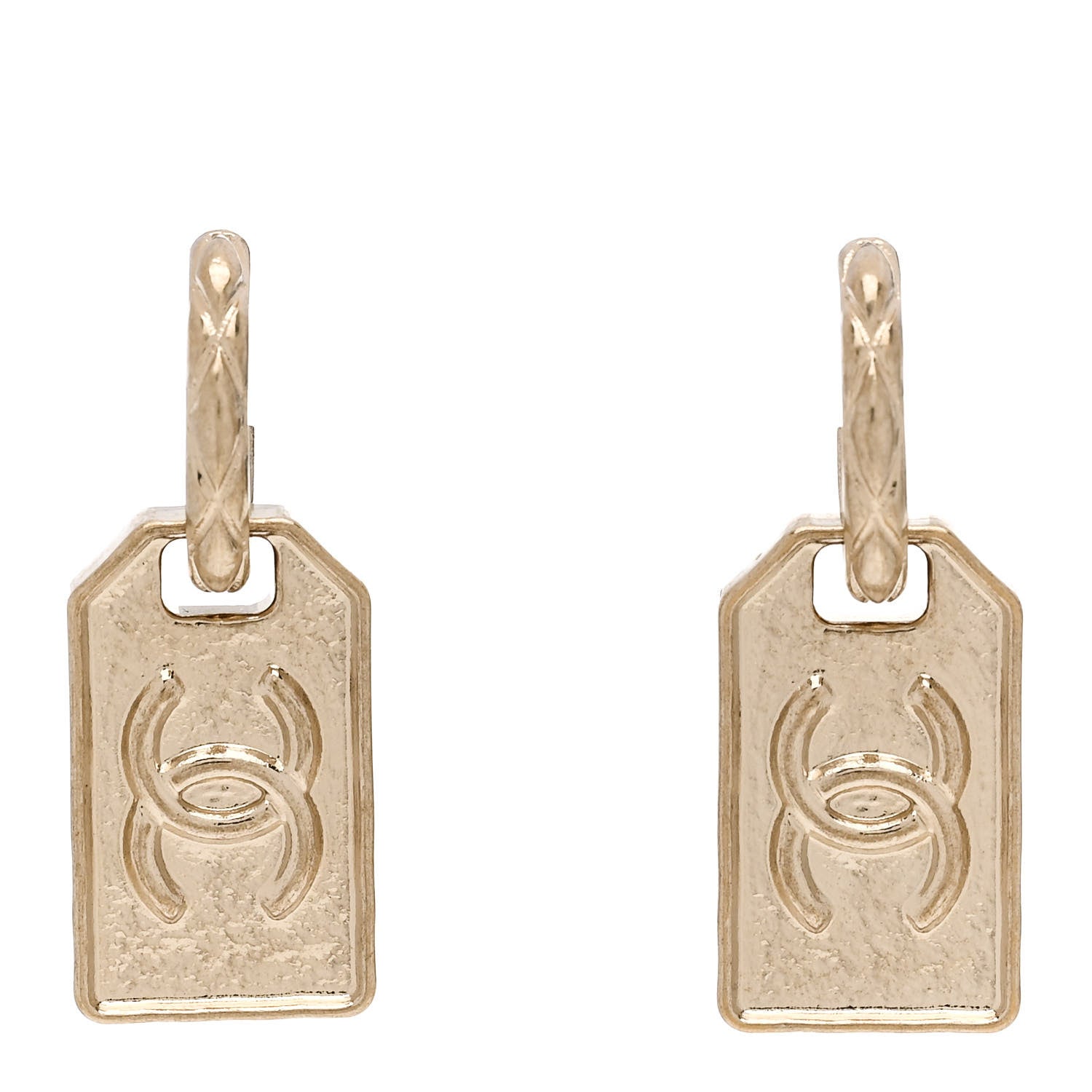Chanel CC Tag Drop Earrings Gold 1 of 5