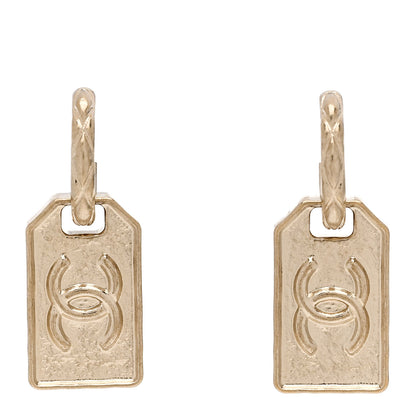Chanel CC Tag Drop Earrings Gold 1 of 5