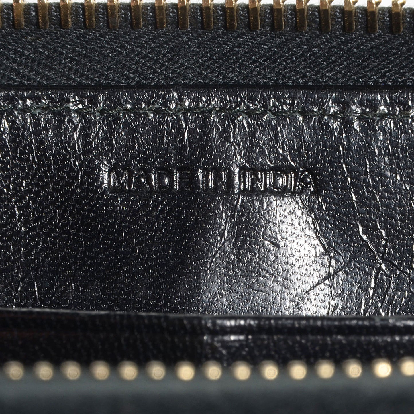 Goatskin Woven Zip Around Wallet Black