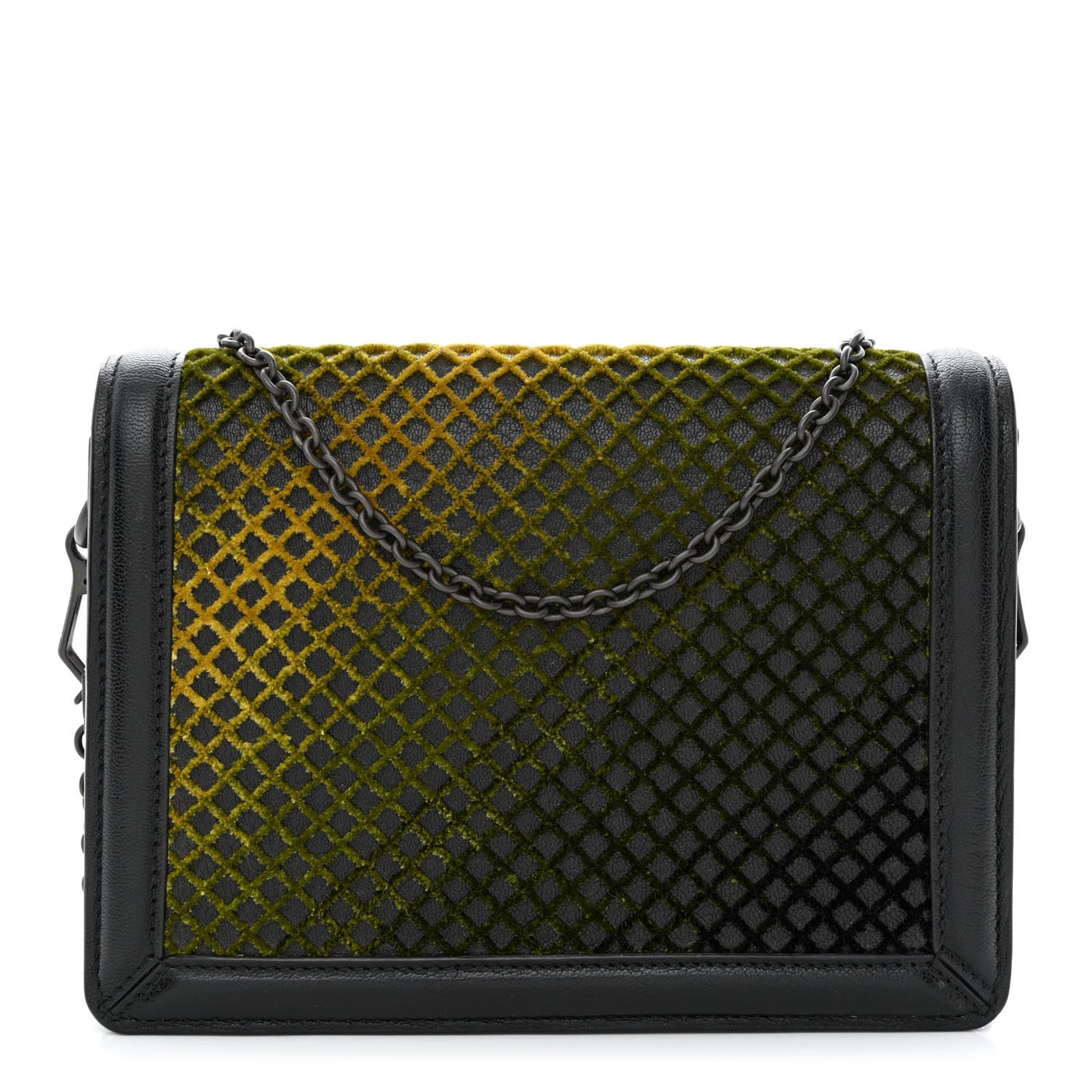 Goatskin Velvet Criss-Cross Ombre Montebello Chain Crossbody Black Multicolor