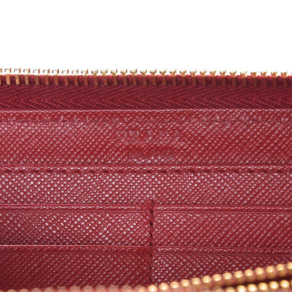 Prada Saffiano Metal Zip Around Wallet Fuoco 6 of 8