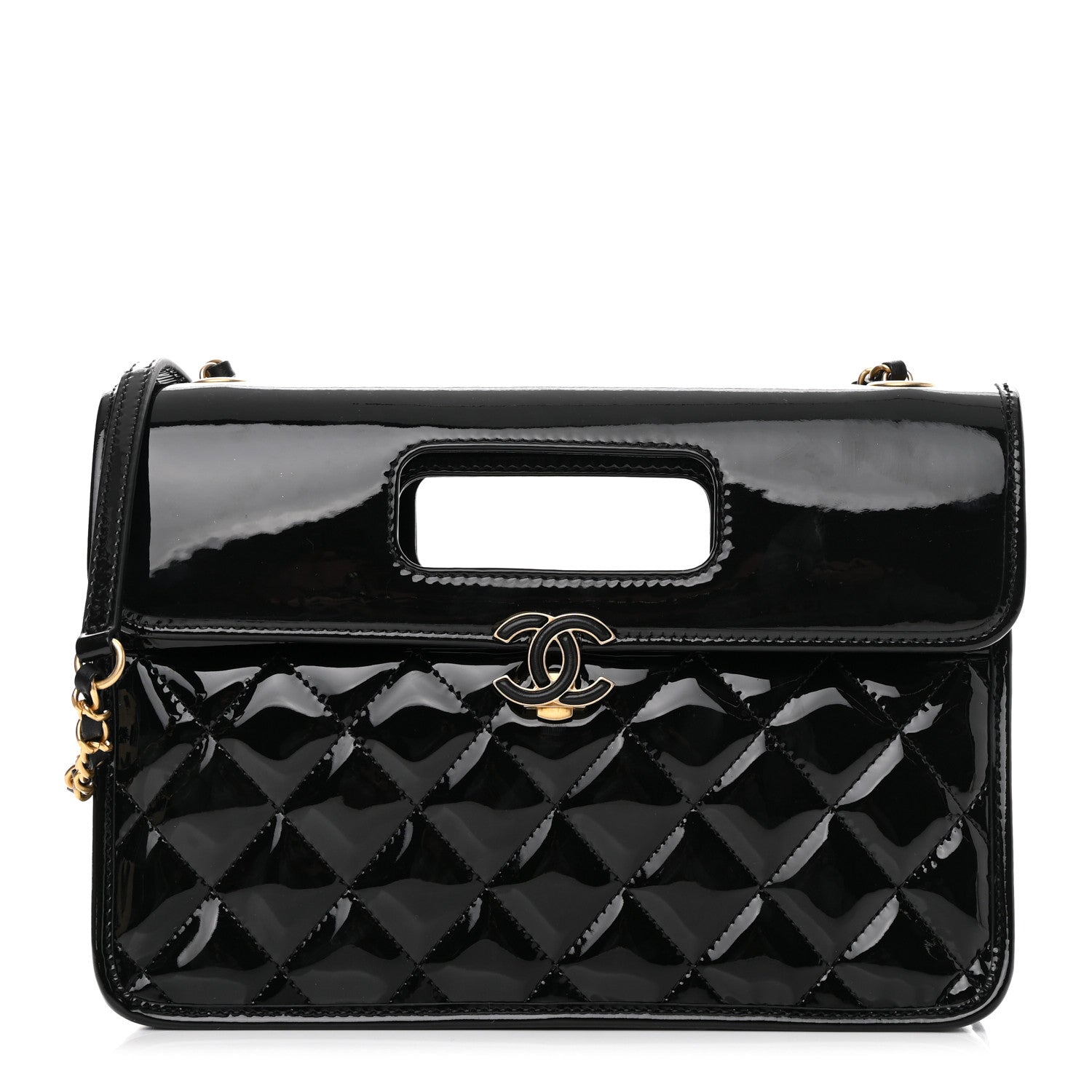 Chanel Patent Quilted Graphic Catch Flap Black 1 of 11