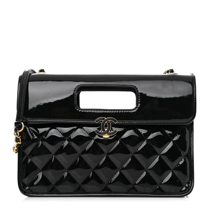 Chanel Patent Quilted Graphic Catch Flap Black 1 of 11
