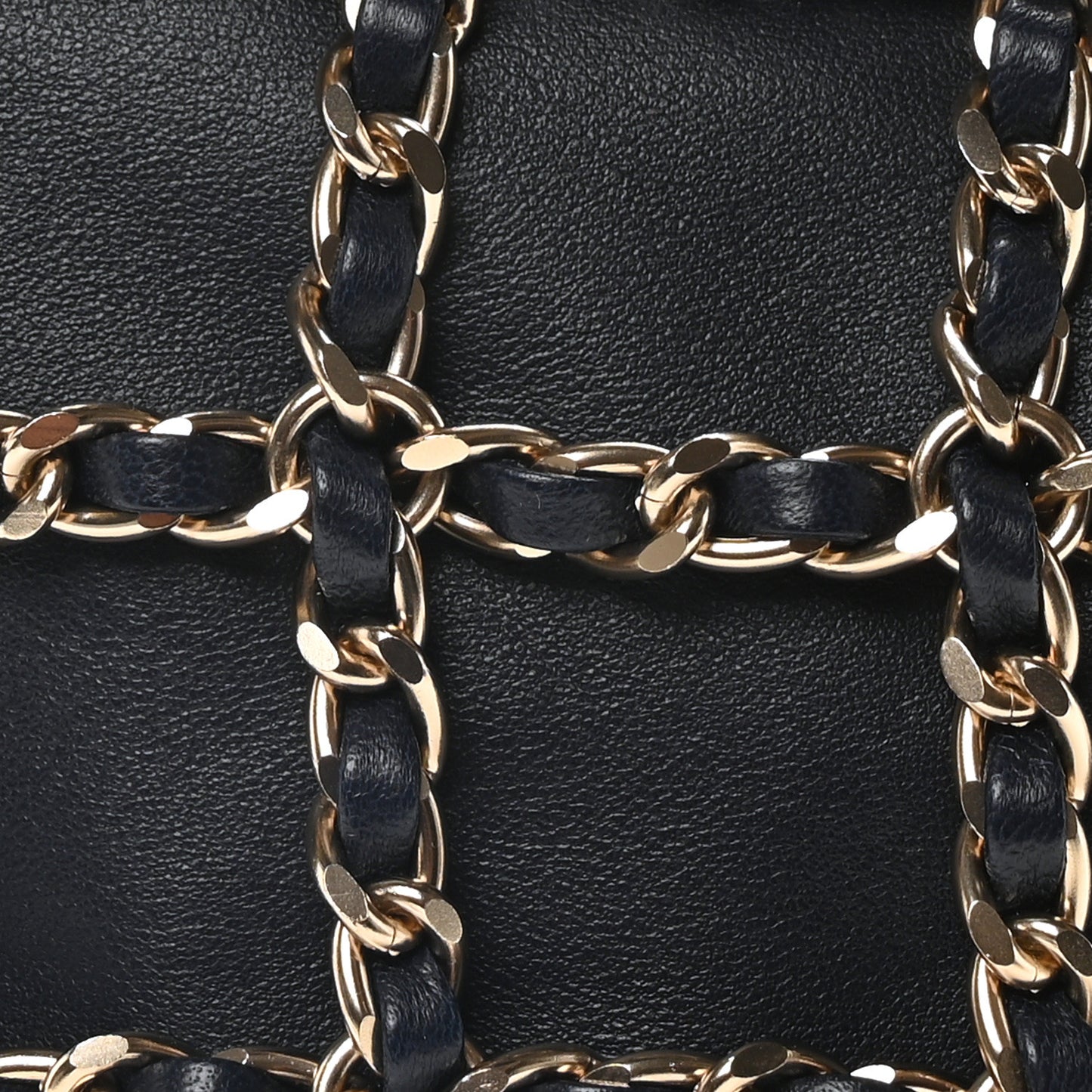 Lambskin Shopping Chain Tote Navy