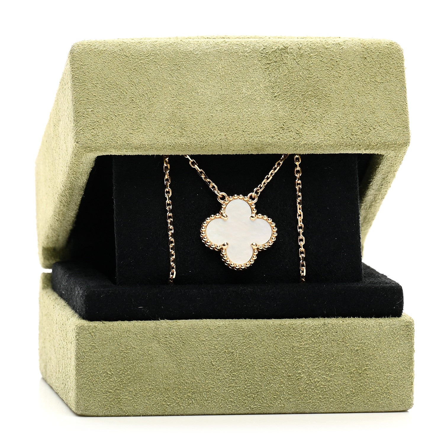 Van Cleef & Arpels 18K Yellow Gold Mother of Pearl Vintage Alhambra Pendant Necklace 5 of 5