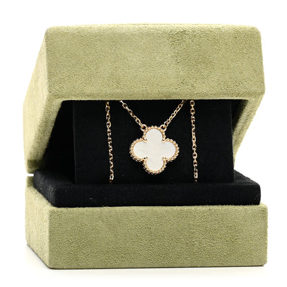 Van Cleef & Arpels 18K Yellow Gold Mother of Pearl Vintage Alhambra Pendant Necklace 5 of 5