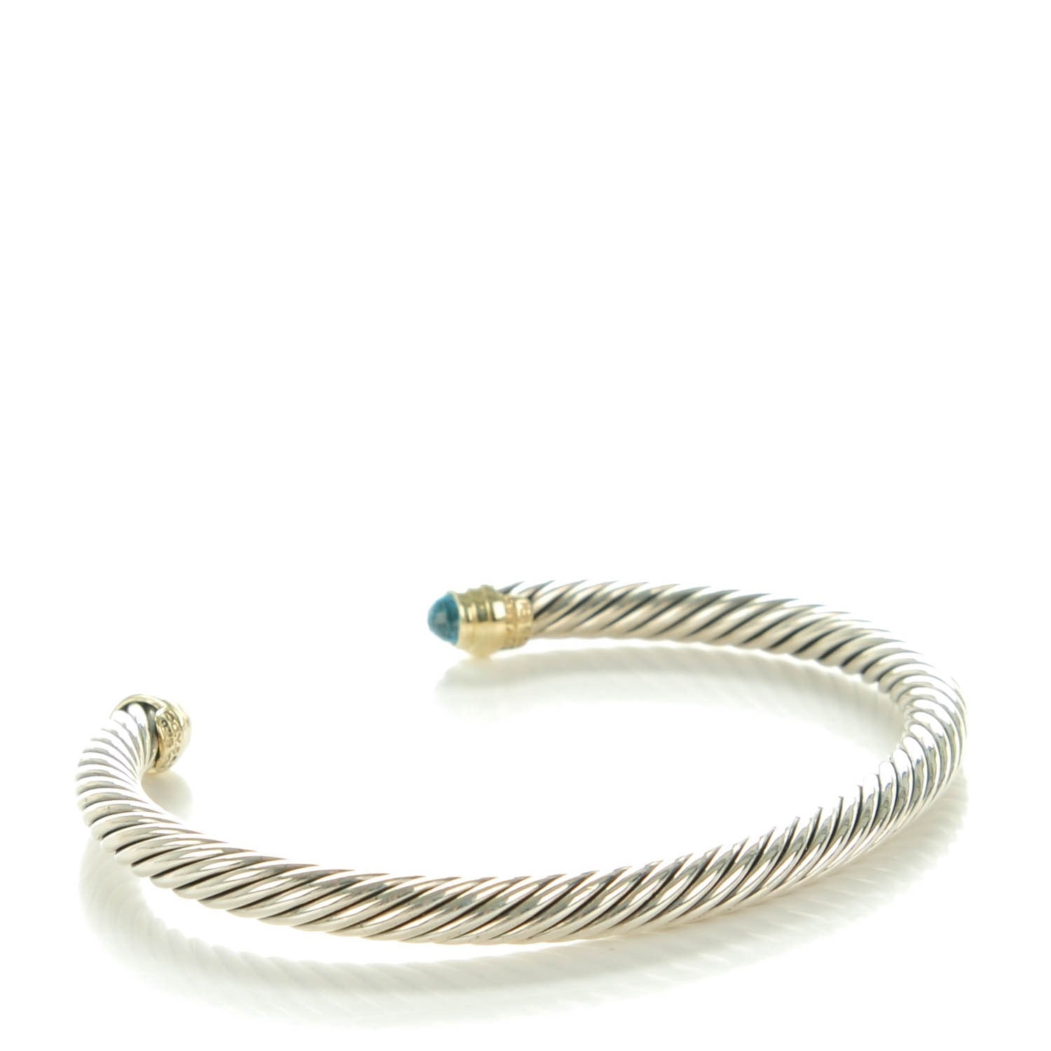 David Yurman Sterling Silver 14K Yellow Gold Blue Topaz 5mm Cable Classics Petite Color Bracelet 3 of 6