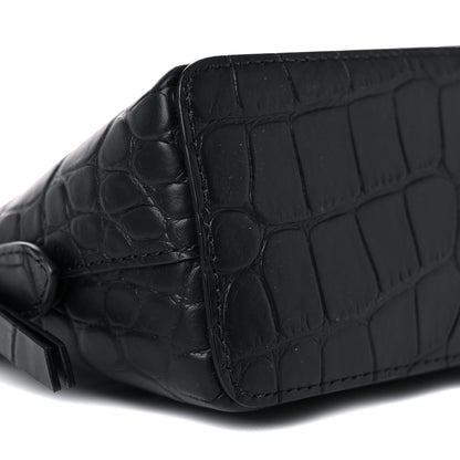 Mulberry Crocodile Embossed Calfskin Cosmetic Pouch Black 9 of 14