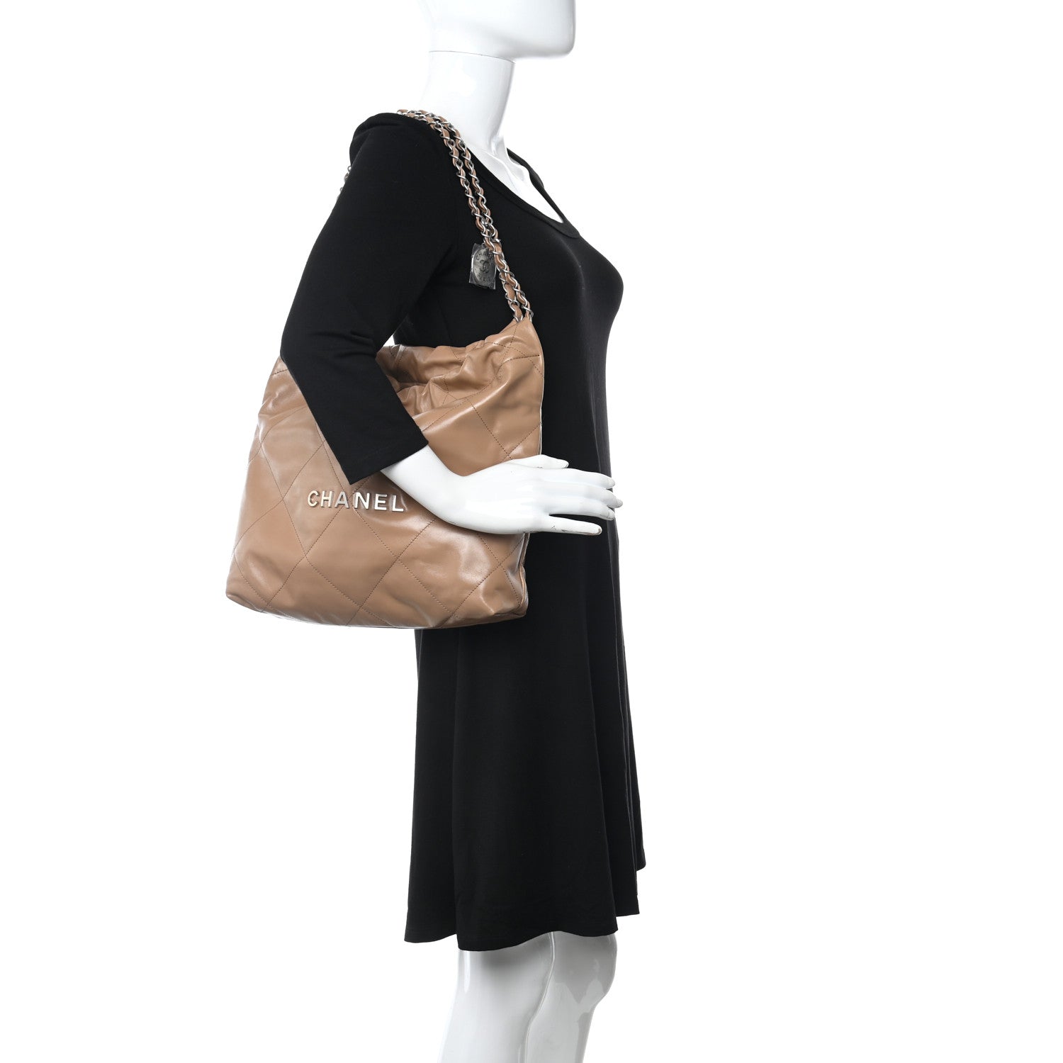 Chanel Shiny Calfskin Quilted Small Chanel 22 Camel 2 of 11