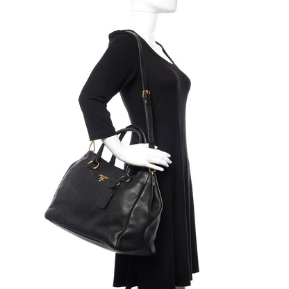 Prada Vitello Daino Tote Black 3 of 12