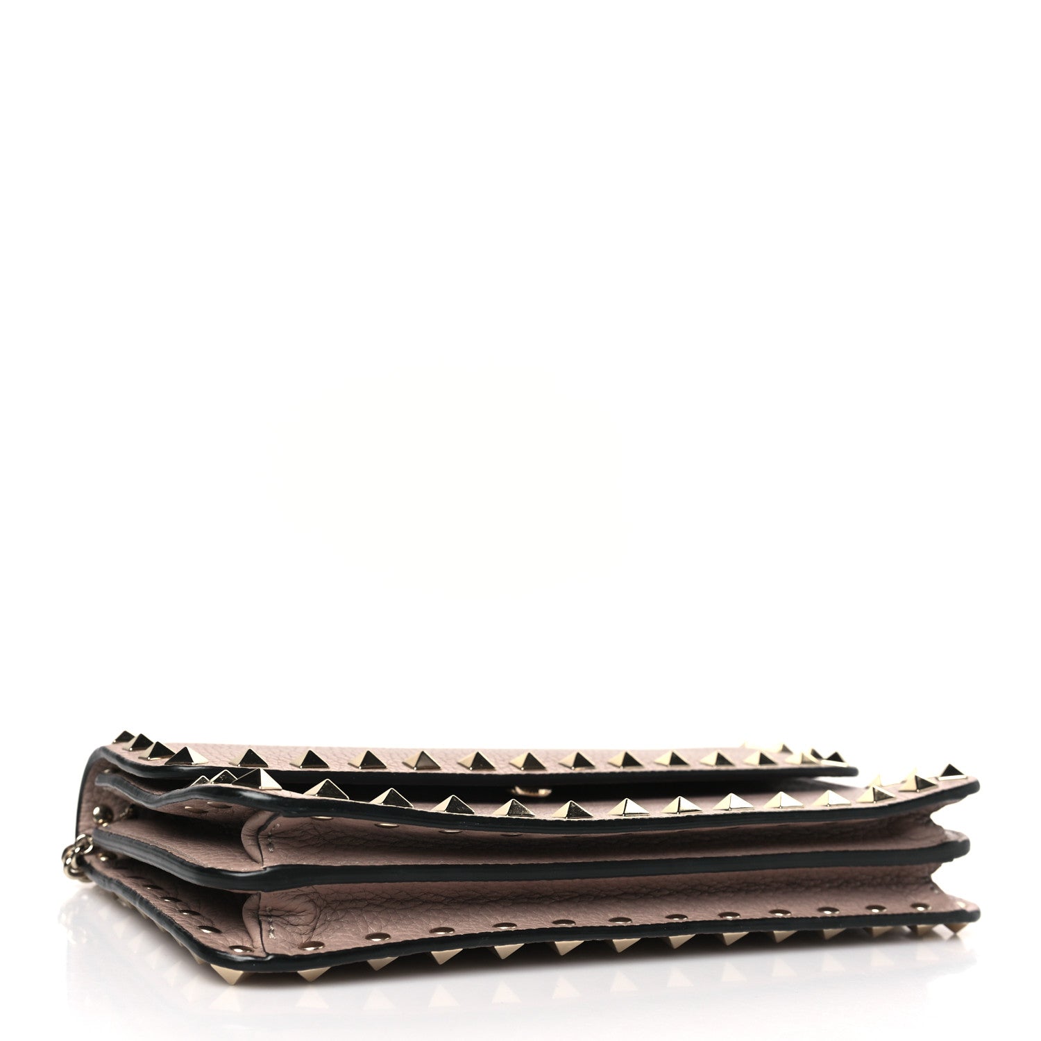 Valentino Garavani Pebbled Calfskin Rockstud Flap Wallet On Chain Poudre 4 of 8