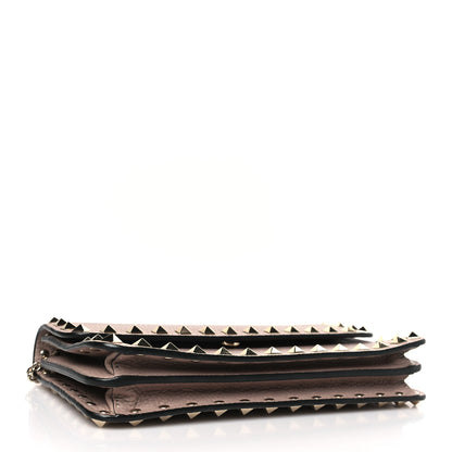 Valentino Garavani Pebbled Calfskin Rockstud Flap Wallet On Chain Poudre 4 of 8