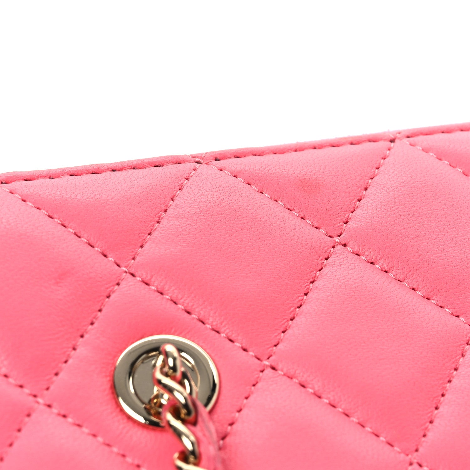 Chanel Lambskin Enamel Quilted Roller Skate Small Vanity Case With Chain Pink 12 of 14