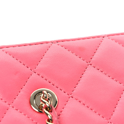 Chanel Lambskin Enamel Quilted Roller Skate Small Vanity Case With Chain Pink 12 of 14